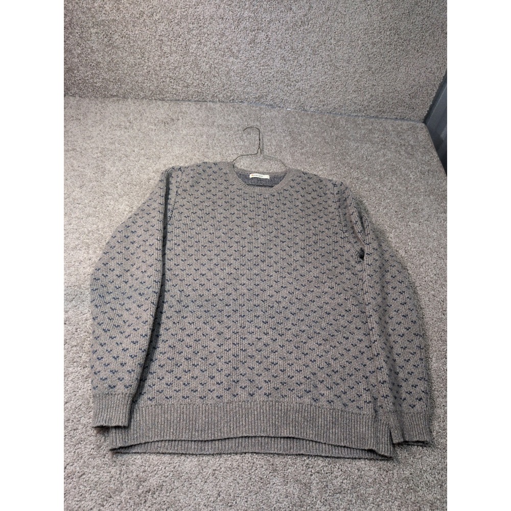 Marine Layer Mens Grey Blue Wool Blend Birdseye Knit Crewneck Sweater Large